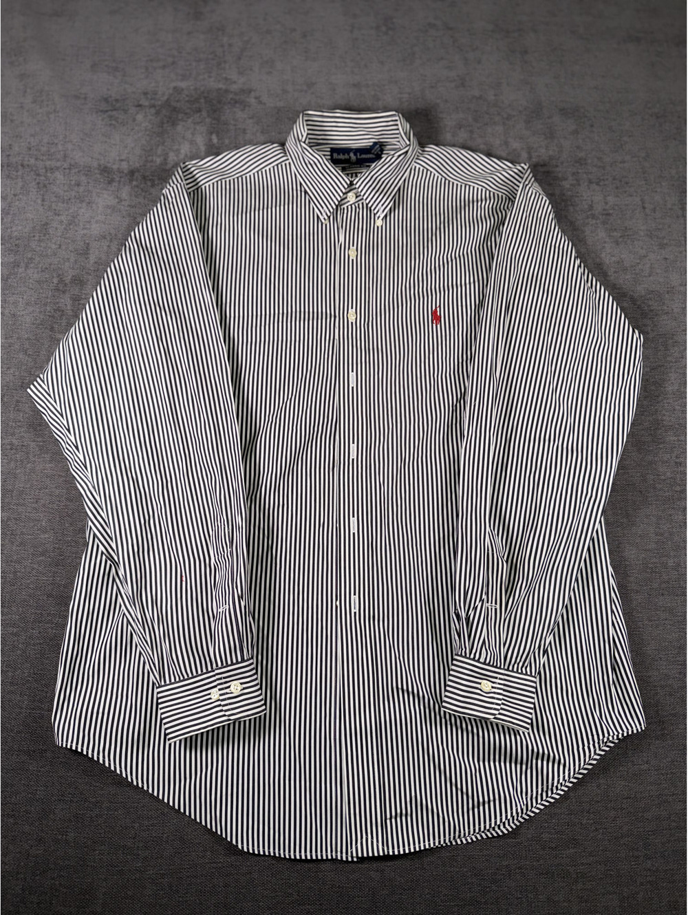Ralph Lauren Classic Fit Black and White Striped Button-Down Shirt Size 16.5/L